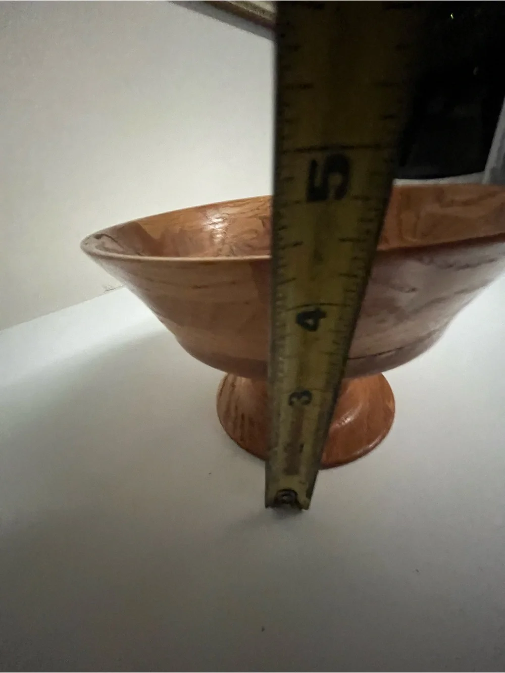 Handmade Oak Small Wood Pedestal Serving Bowl Signed and numbered‎ by Artist